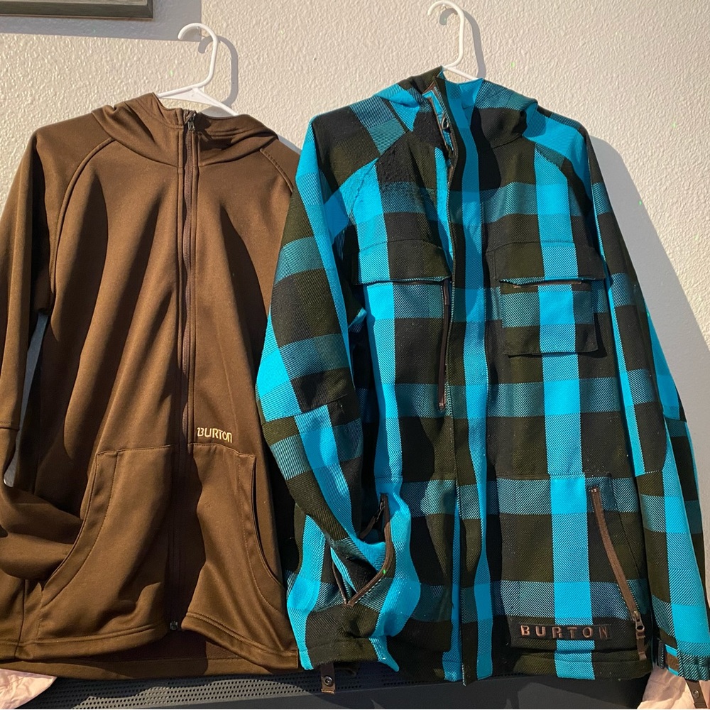 MENS BURTON (M) SNOWBOARD TEAL PLAID/ BONUS —FLEECE UNDERLINING included!
